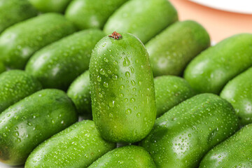 Fresh Mini Cucumbers with Water Drops - Healthy Green Vegetables for Cooking and Snacks