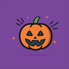 This halloweenthemed photo features a vibrant orange jackolantern on a solid purple background, perfect for spooky halloween designs and decorations.