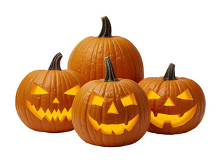 Illuminated Jack-o'-Lanterns Displayed for a Festive and Spooky Celebration, Isolated on