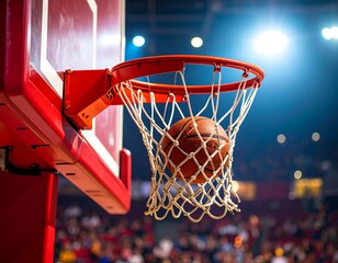 Basketball shot going through the hoop