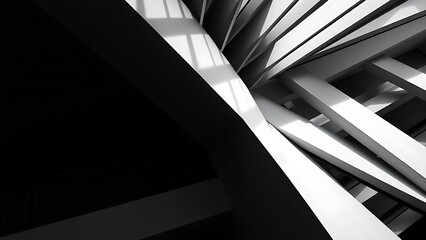 Obraz premium Abstract architectural lines in monochrome, highlighting modern design and contrast.