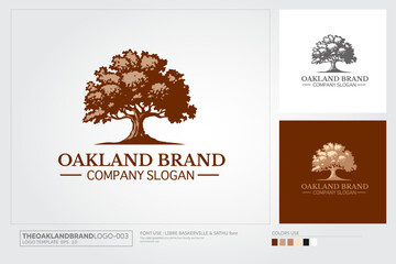 Oak land Vector Logo Design. Oak Tree Silhouette vector illustration. Professional Logo Design Template, An Excellent Logo Template for your Company. The Logo can be used with many kind of Business.