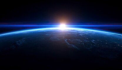 Obraz premium Earthrise: Sunrise from Space, Blue Horizon