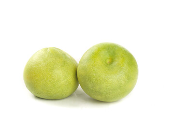 Fresh Green Pomelo Duo - Two Juicy Citrus Fruits Isolated on White Background