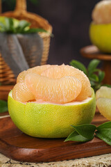 Freshly Picked Pomelo from Fujian - Sweet Juicy Citrus Fruit on Wooden Board