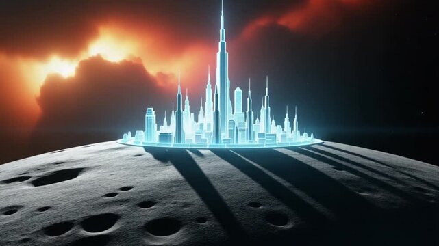 Futuristic city on moon