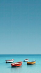 Naklejka premium Colorful Boats on Tranquil Water