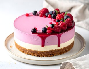 Whole Vegan Cheesecake with Fresh Berries Topping