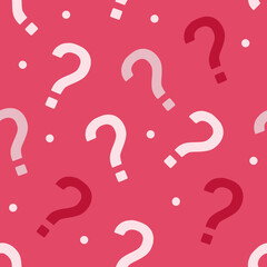Question Marks Seamless Pattern on Red Background