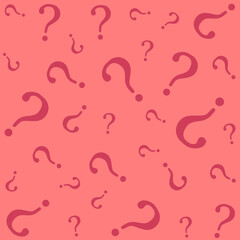 Question Marks Seamless Pattern on Red Background
