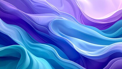 Obraz premium A swirling, abstract composition of layered, flowing forms in a gradient of blues and purples, creating a dynamic, textured effect