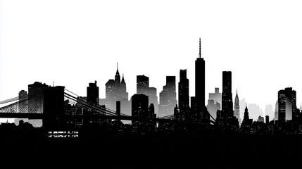 Naklejka premium New York skyline silhouette with Towers 