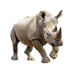 Fototapeta premium Rhino shaking A rhino shakes its body to dislodge dust or water from its skin. full length isolate on transparent background