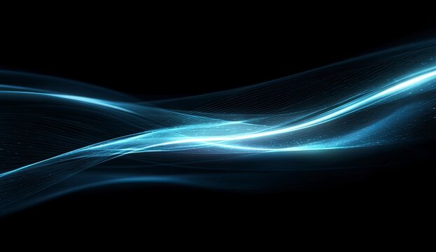 Abstract glowing blue wave design - Powered by Adobe