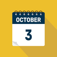 october 3 calendar icon vector illustration with design