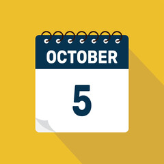 october 5 calendar icon vector illustration with design