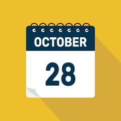 october 28 calendar icon vector illustration with design
