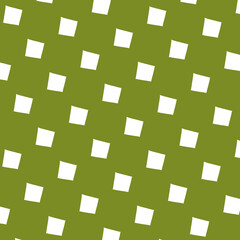 Seamless Geometric Pattern with White Squares on Olive Green Background