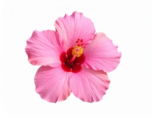Pink hibiscus flower in white background