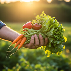 hands holding fresh vegetables