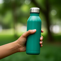 hand holding a bottle of water