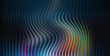 Abstract wavy lines with colorful light reflections and shadows