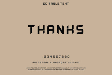 Modern geometric font displaying the word thanks and numbers