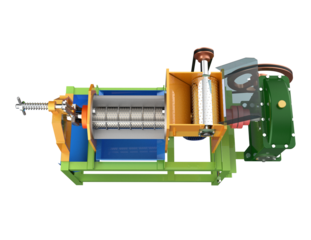 Advanced Efficient Industrial Coconut Milk Extractor Press Juicer Machine for Food Processing Plant. High-Resolution Isolated Asset on Transparent Background. Modern Juice Production Technology.