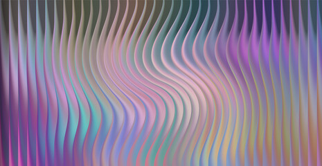 Abstract wavy iridescent vertical lines with pastel color gradient