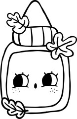 Cute Autumn Back to School Outline, Glue Bottle Illustration