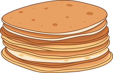 Stack of Mexican Tortilla Flatbreads Minimalist Illustration