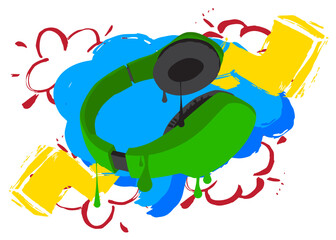 Headset graffiti. Abstract modern street art decoration performed in urban painting style.