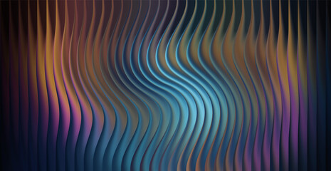 Abstract wavy metallic background with blue, purple, and orange hues