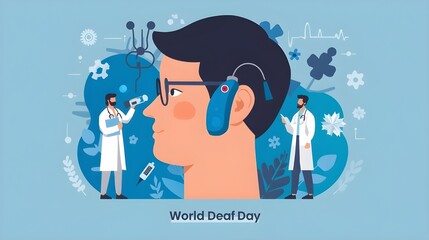 World Deaf Day in last Sunday of September illustration. Seminar and various deaf awareness campaign design vector for app, landing page, website.