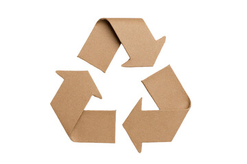 A brown paper triangle with arrows pointing in different directions