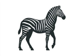 Fototapeta premium Silhouette of a zebra with distinct stripes on a white background