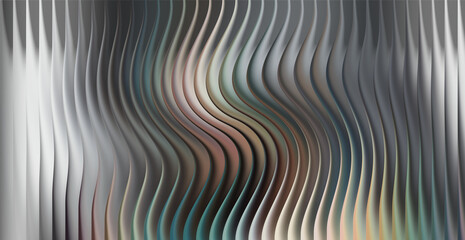 Abstract wavy metallic surface with vertical ridges and subtle color shifts