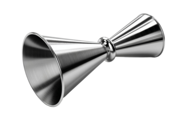 A silver metal object with a cone shape