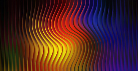 Abstract wavy lines with a gradient of warm colors from yellow to red
