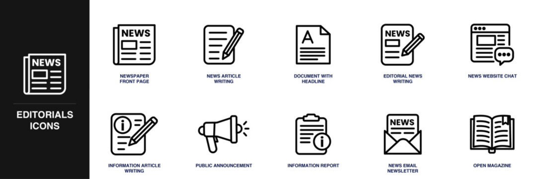 Editorials Line Icon Set