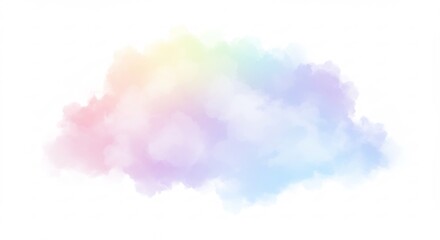 Pastel rainbow cloud softly glows ethereal light. AI Generated