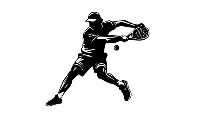 Male tennis padel player vector silhouette illustration