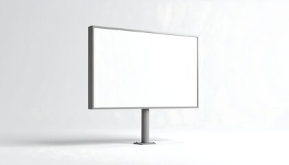 Fototapeta premium Blank outdoor billboard, light gray metal frame, white screen, studio shot