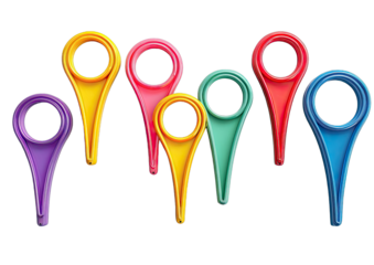 Colorful plastic location markers