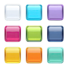Nine colorful square buttons with glossy effect