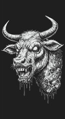 A Gory Graphic Illustration of a Demon Bull.