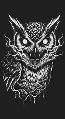 Glowing Eyed Owl with Smoke and Glowing Orb Detail.