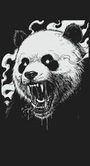 Ferocious Panda Portrait in Dark Style.