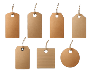 Set of blank paper tags