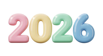 Glossy Candy Pastel 2026 with Splash Accent — Playful New Year Illustration

